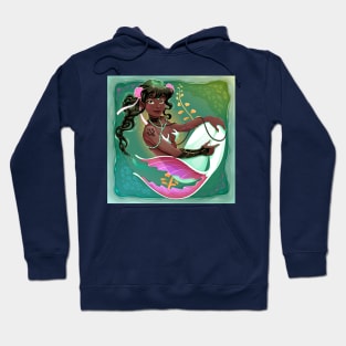 Smiling mermaid with white fish tail Hoodie